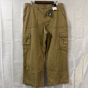 Lee Womens Heritage Loose Straight Leg Khaki Brown Cargo Pants 16 38x28 New Tags